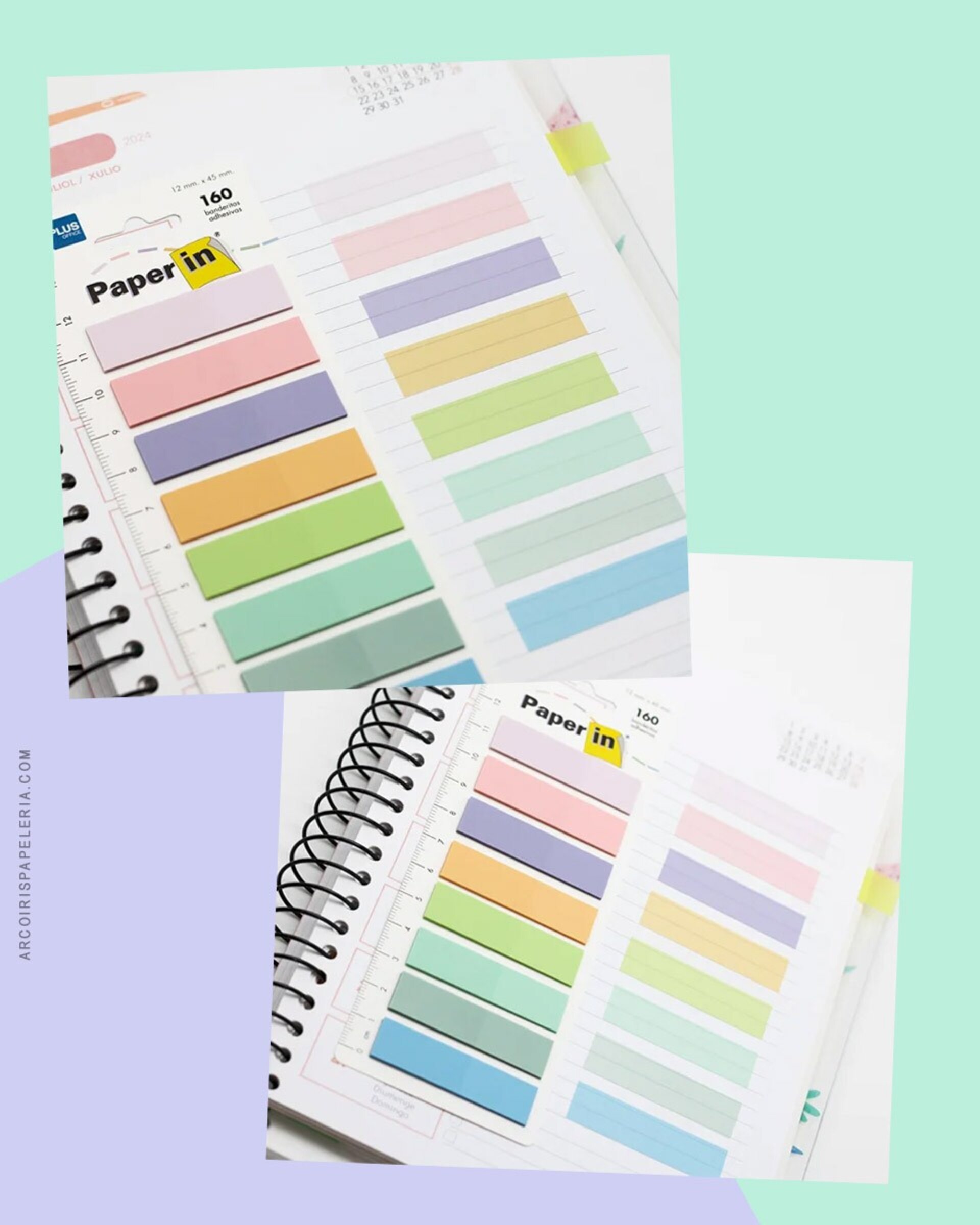 Banderitas autoadhesivas 8 colores pastel - 2