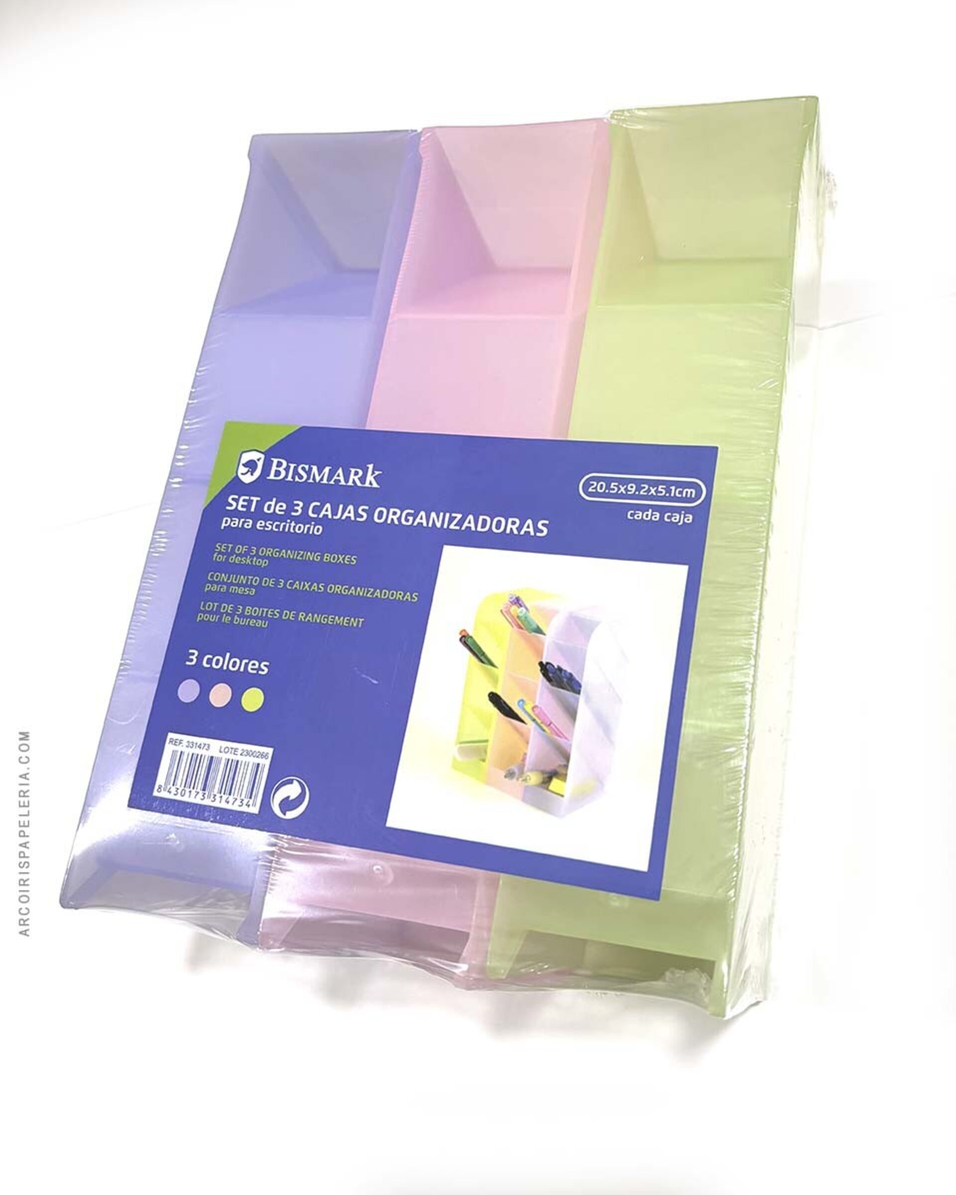 Set 3 Cajas organizadoras escritorio colores pastel - 2